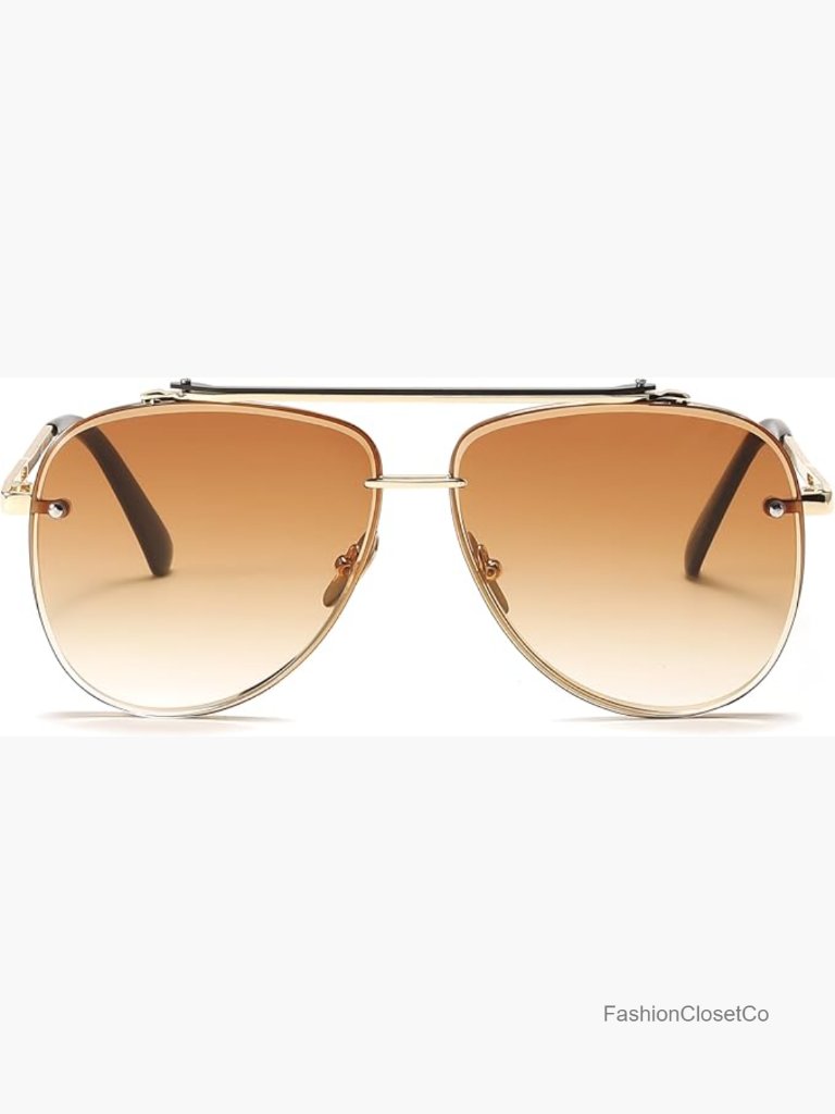 Oversized Aviator Sunglasses Metal Frame Uv Protection Classic Pilot Style